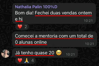 Depoimento Nathalia Palin - de 0 a quase 20 alunas online