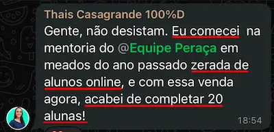 Depoimento Thais Casagrande - 20 alunas online