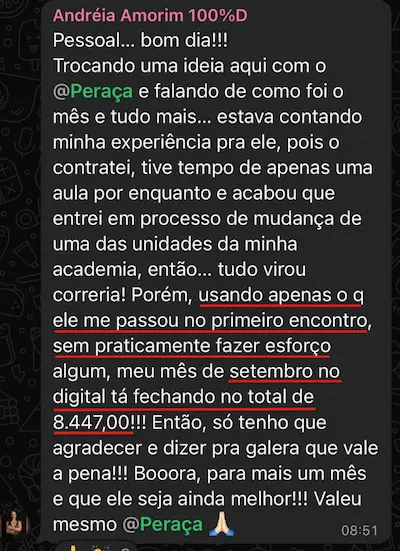 Depoimento Andréia Amorim - R$8.447,00 em setembro